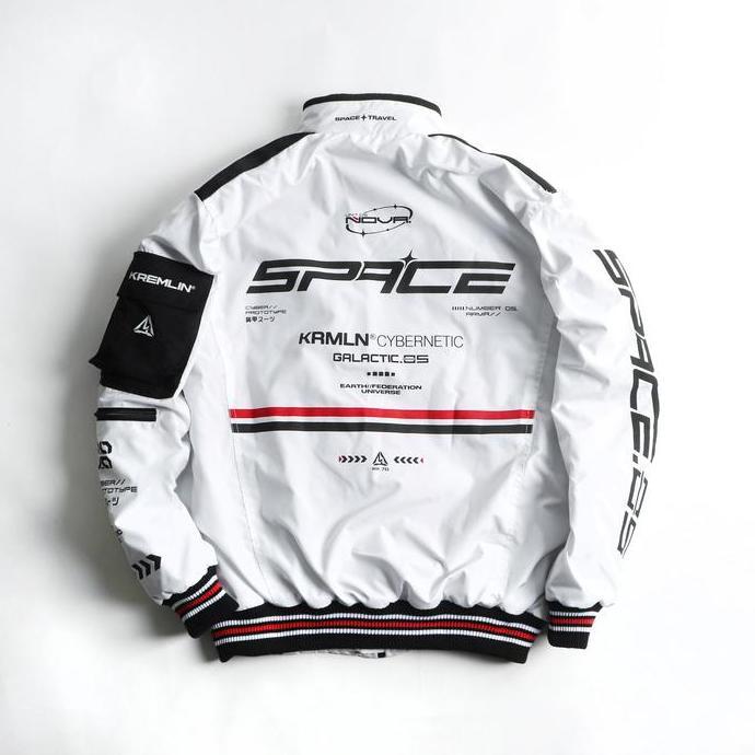 Lazzbuina - KREMLIN Bomber Jacket Space Nova Putih Jaket Pria Premium