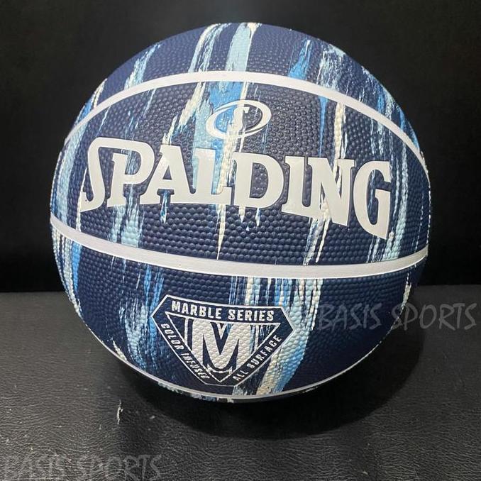 Bola Basket Spalding Marble Series Basketball Black Blue Size 7 Terlaris
