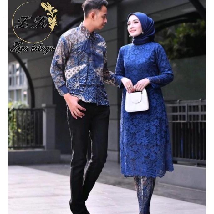 Couple Kebaya Kondangan Setelan Couple Kebaya Tunik Brokat Kebaya Wanita Kemeja Batik Couple Sarimbi