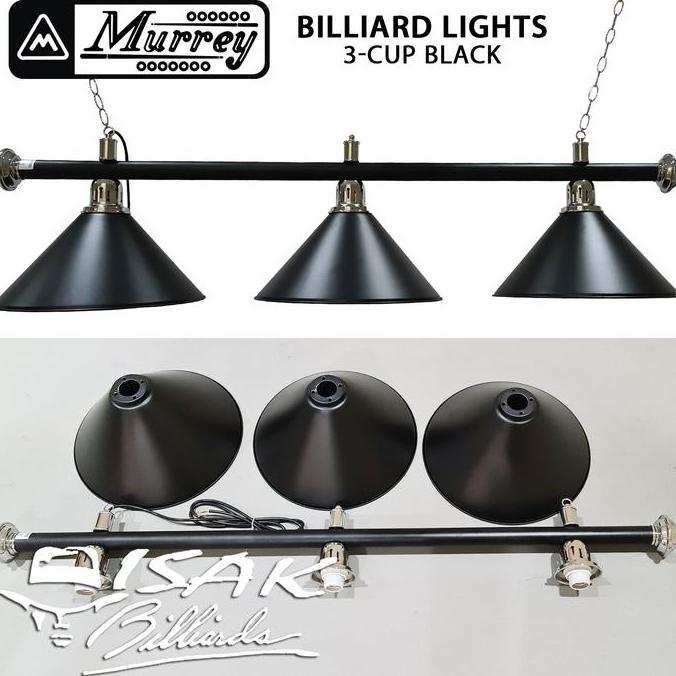 Lampu Meja Billiard 3 Kap - Black - Pool Table Light 3 Cup Biliar Lamp Terlaris