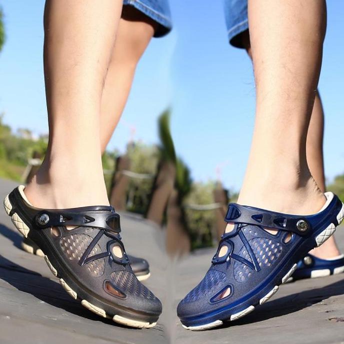 GUVDIV sandal pria sandal pantai pria sepatu pantai lembut non-slip bagian bawah bernapas di luar ru