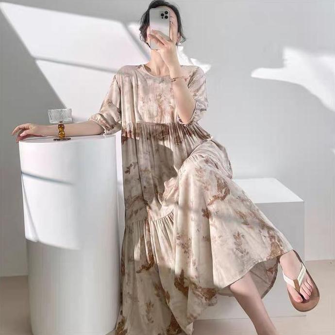 daster rayon jumbo oversize wanita lengan pendek/long dress rumahan jumbo