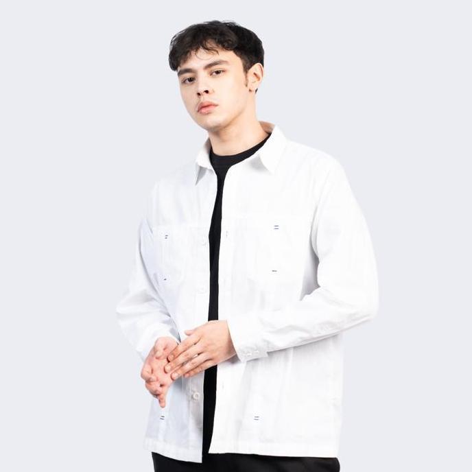 Lazzbuina - Erigo Shirt Jacket Drue White Kemeja Jaket Unisex Putih Casual