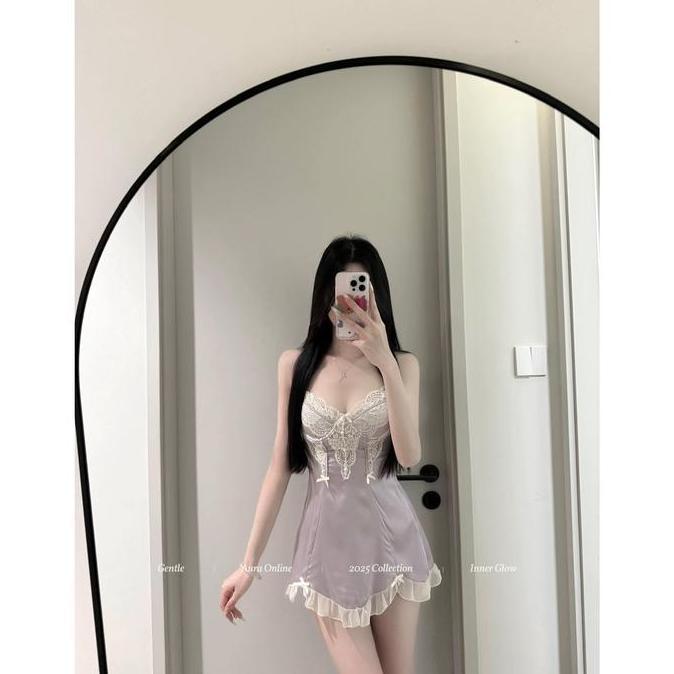 9222 Luxlace daster satin dalaman wanita sexy hot baju tidur wanita dewasa baju tidur diranjang gaun