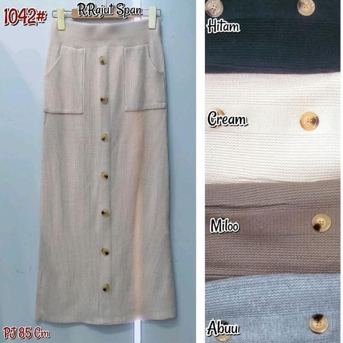 [Rok rajut SPAN 1042] ROK rajut SPAN motif KANCING import premium
