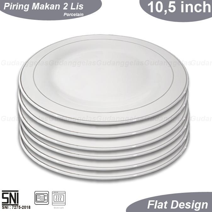 1 SET 6 PCS Piring Makan Porcelain/Piring Lis/Dinner Plate/Piring Nasi Padang/Piring Makan/Piring Po