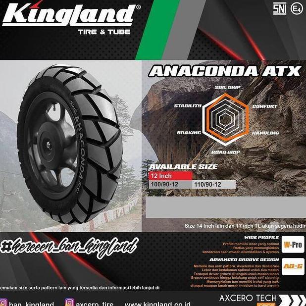 GWEENSHAND4 - BAN MOTOR KINGLAND ANACONDA ATX RING 12 | 110/90-12 TUBELESS DUAL PURPOSE