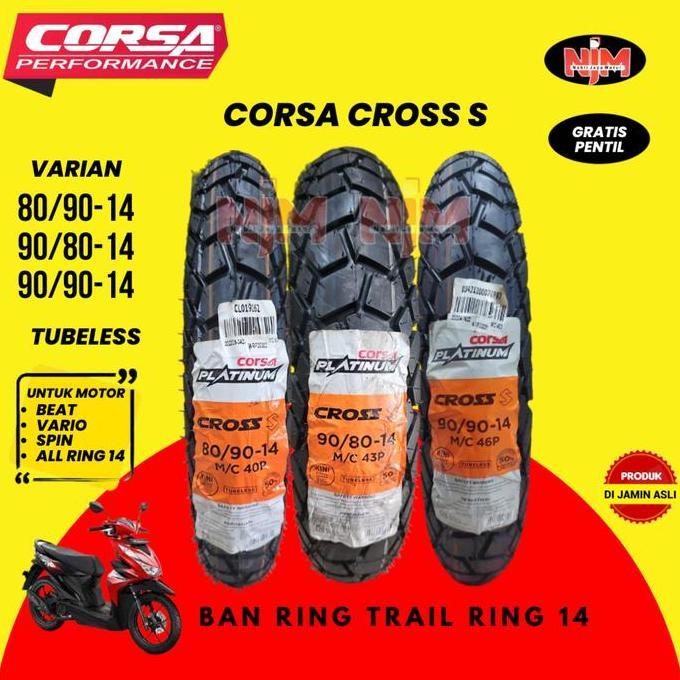 GWEENSHAND4 - BAN CORSA CROSS S RING 14 | SEMI TRAIL 80/90 90/80 90/90 TUBELESS FREE PENTIL