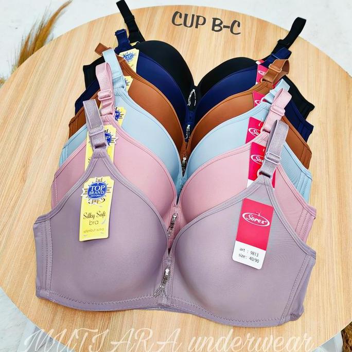 Murah Bra Tanpa Kawat Sorex 9813 Sayap Lebar Size 34-40 Cup B-C Kait 3 Non COD