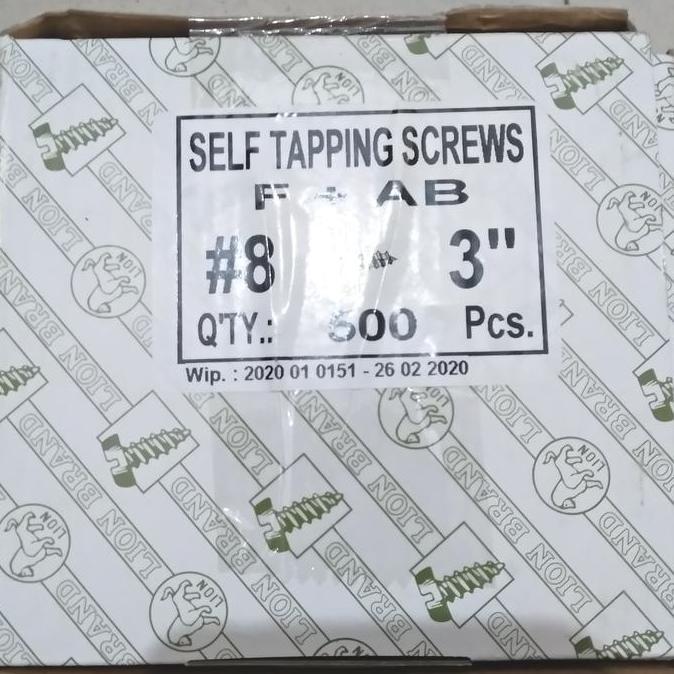 BEBAS ONGKIR - Sekrup Tapping FH 8x3 /Sekrup Tapping kepala Rata/Sekrup Tapping Box