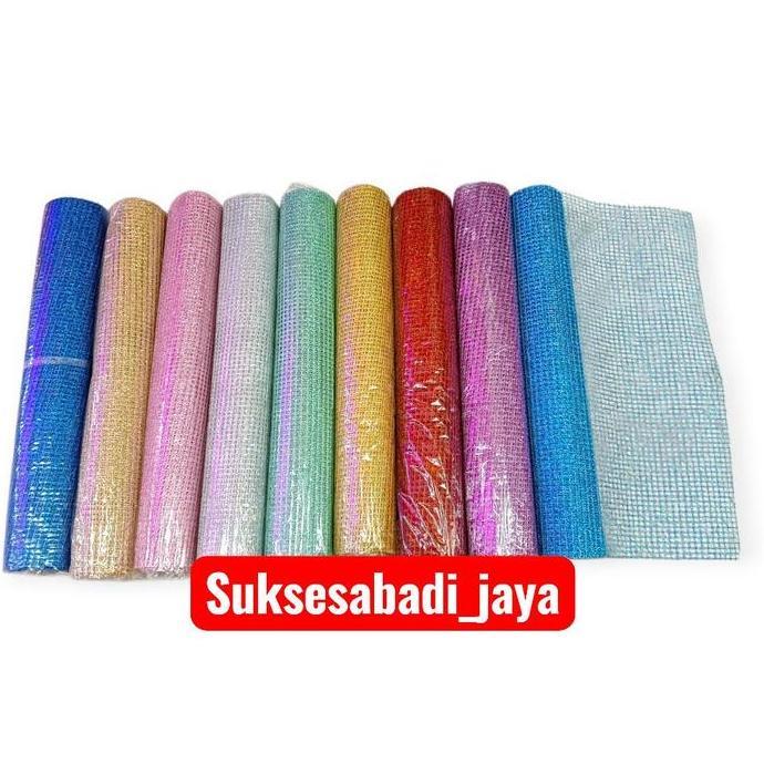 HIASAN NATAL Pita Natal MERRY SQUARE ukuran 50cm x 4.5meter / Pita Roll Besar /Pita Pohon Natal Besa