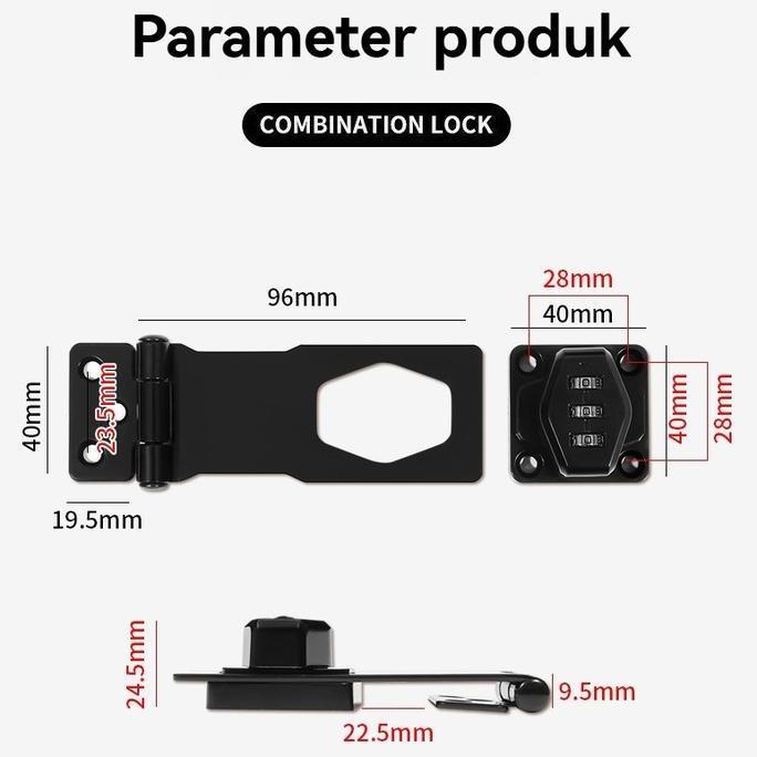 Gembok Overpal Grendel Kode Digit Kunci Pintu Lemari Kunci Kamera Mekanik Cam Lock Gembok Kabinet Ko