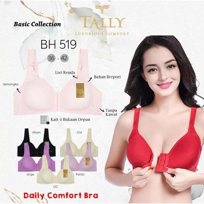 Murah BH Tally 519 (Cup Besar, Kait Depan, Busa Tipis, Tanpa Kawat) Non COD