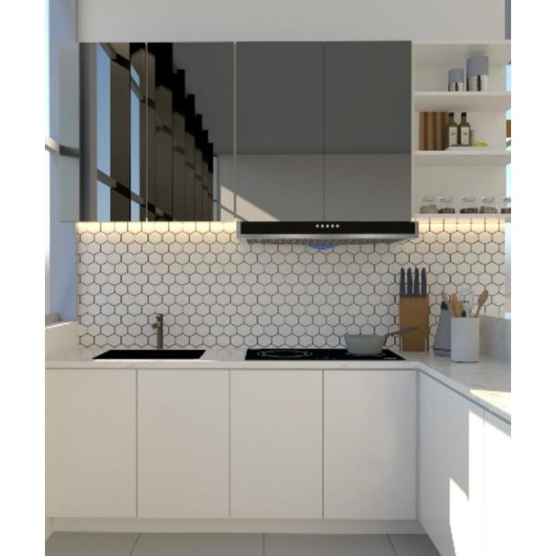 KERAMIK DINDING TEMBOK DAPUR MOTIF MOZAIK SEGI 6 HONEYCOMB PUTIH
