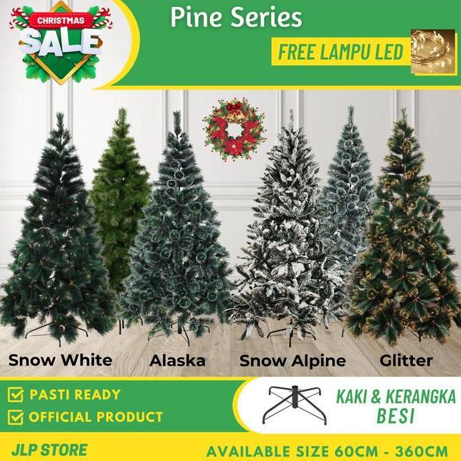 Pohon Natal Besar Tinggi 3 Meter 10 Feet Jarum Pinus Lebat Premium