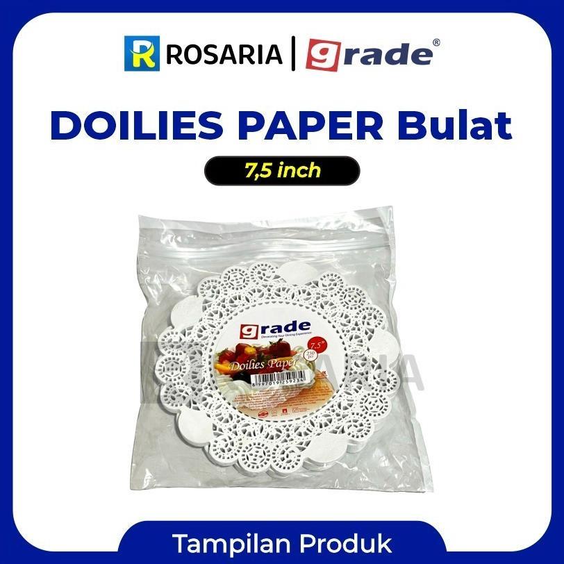 Doilies Paper 7,5 Grade Bulat Putih Alas Isi 250 Pcs Kertas Renda Tatakan Kue Doyleys New