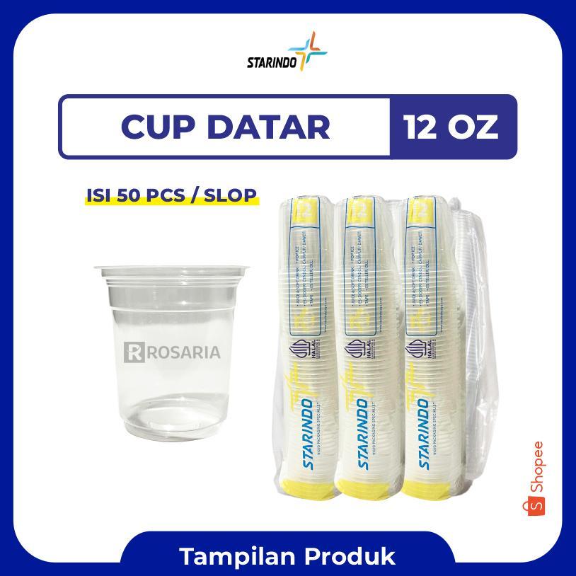 Cup Polos Datar 12 Oz Starindo 5 Gr Plastik Bening Gelas Minuman Baru