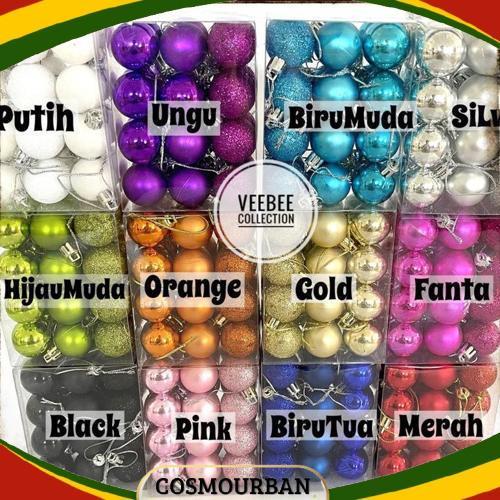 Viral Hiasan Bola Pohon Natal 3Cm/ Bola Hias Pohon Natal/ Aksesoris Pohon / Hiasan Natal