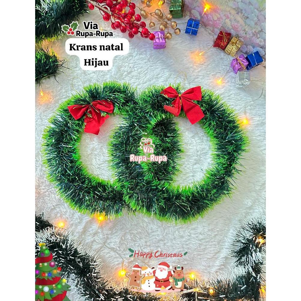Super sale Krans Natal Hiasan Pintu Garland Polos Dekorasi Natal Merry Christmas Aksesoris Ornamen L