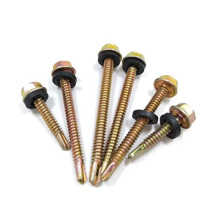 Sekrup Roofing Kuning #12x75 / Hex Flange Drilling Screw M5x75 / Baut Baja Ringan 7,5 CM