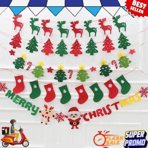 Termurah Garland Natal Flanel Honeycomb Gantung Banner Hiasan Christmas 2023