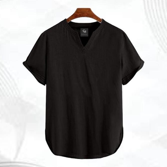 New- Premium Koko Pria Dewasa Adam Tanpa Kerah Lengan Pendek Polos Ukuran