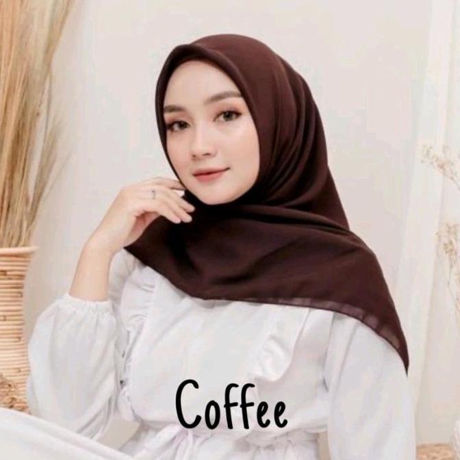 New- Kerudung Segi Empat Coklat Pramuka Coffe Hijab Segi empat Coffe Hijab Bella Square Plain Coklat
