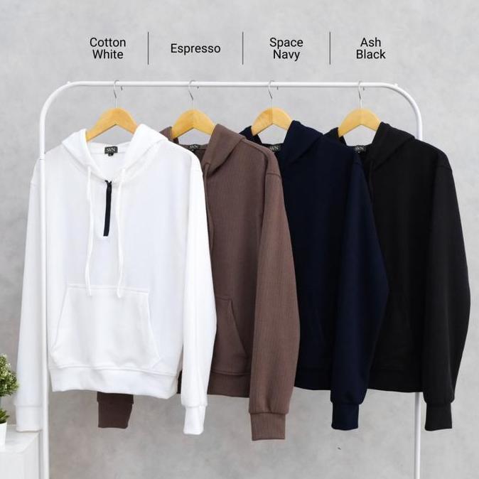 SAGI Men - Kai Zip Hoodie Jacket | Outer Jacket Pria Knit | Hoodie Half Zip Jaket Sweater Panjang