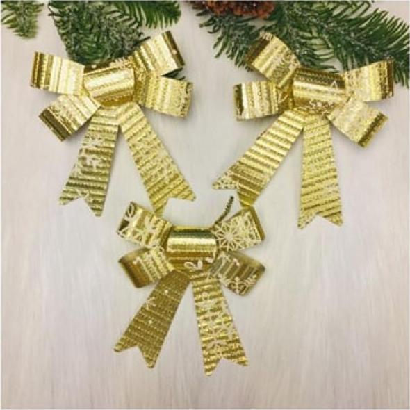 Pita Pohon Natal Frozen Garis Gold Sedang isi 3 pita natal pita dekorasi natal pita hiasan natal pit