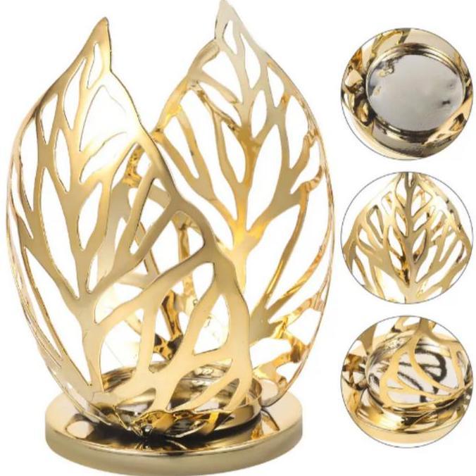 dekorasi kandil kreatif dekorasi desktop logam besi daun emas