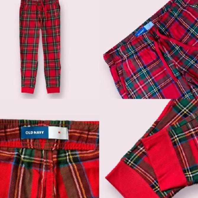 Celana Tidur Jogger Pria O N Matching Plaid Flannel Joger Pajama Lounge Pants Red - Piyama Tidur Pri