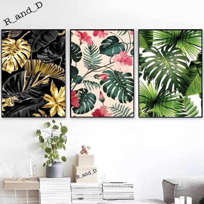 Hiasan dinding daun ukuran jumbo | Hiasan dinding tanaman ukuran besar | Hiasan dinding A3 | Pajanga