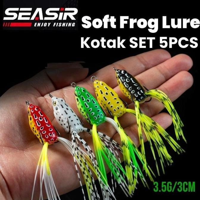 Seasir Soft Frog Kodok Umpan Soft Lure 1 Set, Umpan casting 1 Paket Kotak Tabung Lunak 3.5g/3cm 5pcs