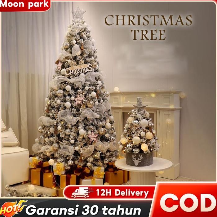 Promo Natall [Model Baru2025]BEIGE Pohon Natal Lengkap Dengan Hiasan Pohon Natal 2 Meter Besar Hiasa
