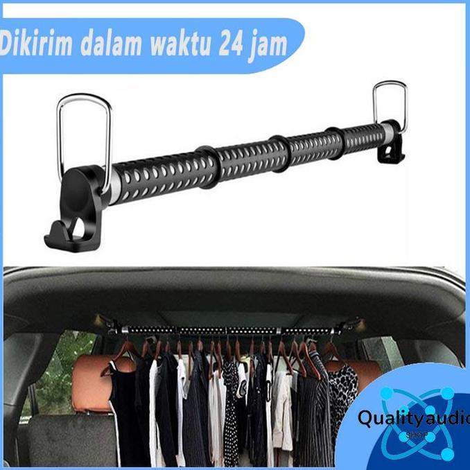 Qiuamanan4 - Gantungan Baju Mobil Rel Jemur Pakaian Teleskopik Universal