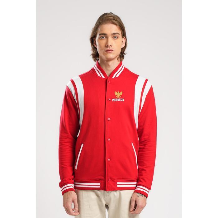 Emba Classic - Hulu Jaket Varsity Pria Reguler Fit Warna Red New Best Quality 100% Original