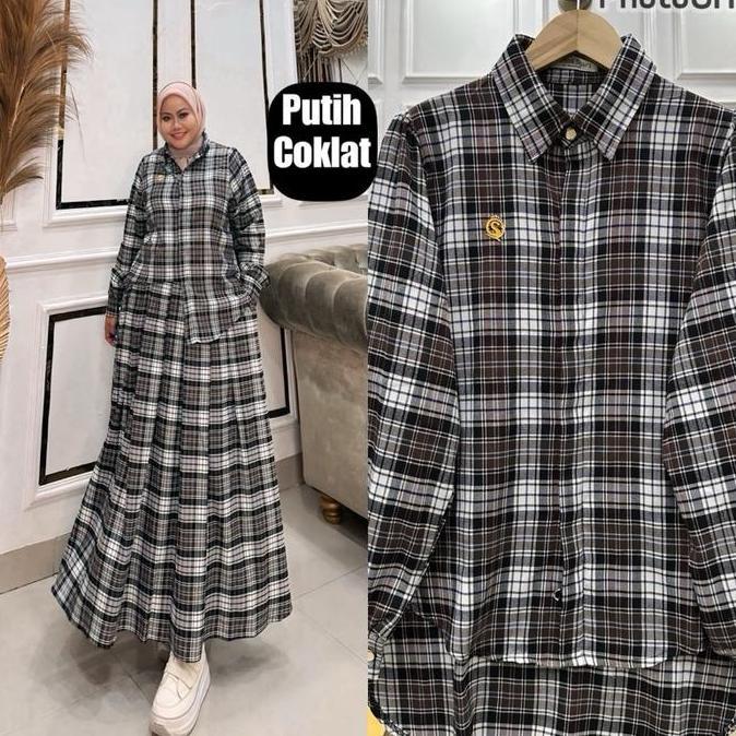 Promo Queenasyari - Ilona Set Rok (Tanpa Hijab) Jumbo Motif Flanel Tebal Ld 110-140 Cm Outfit Wanita