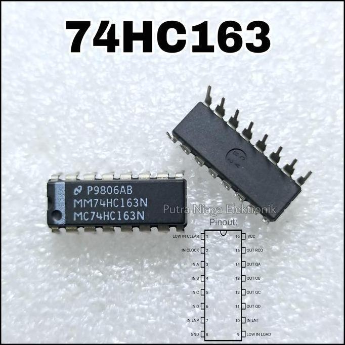 (1) ic TTL 74163 74HC163 dip 16p / SN74HC163N / HD74HC163P putran1a Ayo Beli