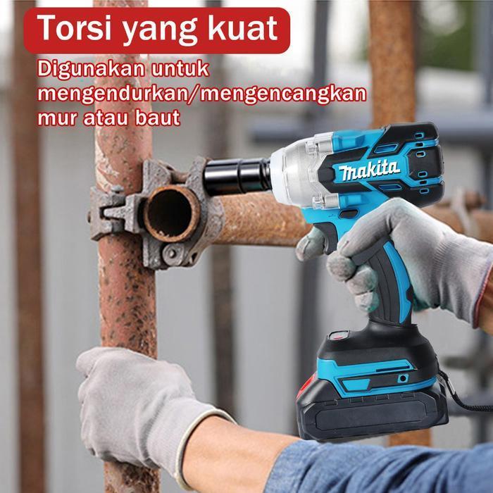 Maklta Mesin Bor Impact Wrench Cordless Pembuka Baut Baterai 1090/588V 2Baterai Original Dan Terperc