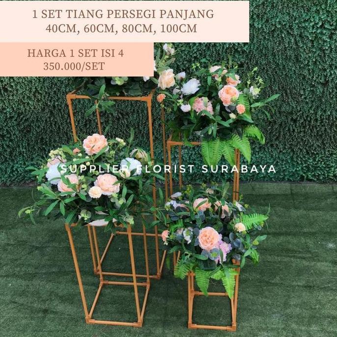Diskon [Ecer] Tiang Gold Dekorasi Wedding Cagak Gold Backdrop Bunga Tiang