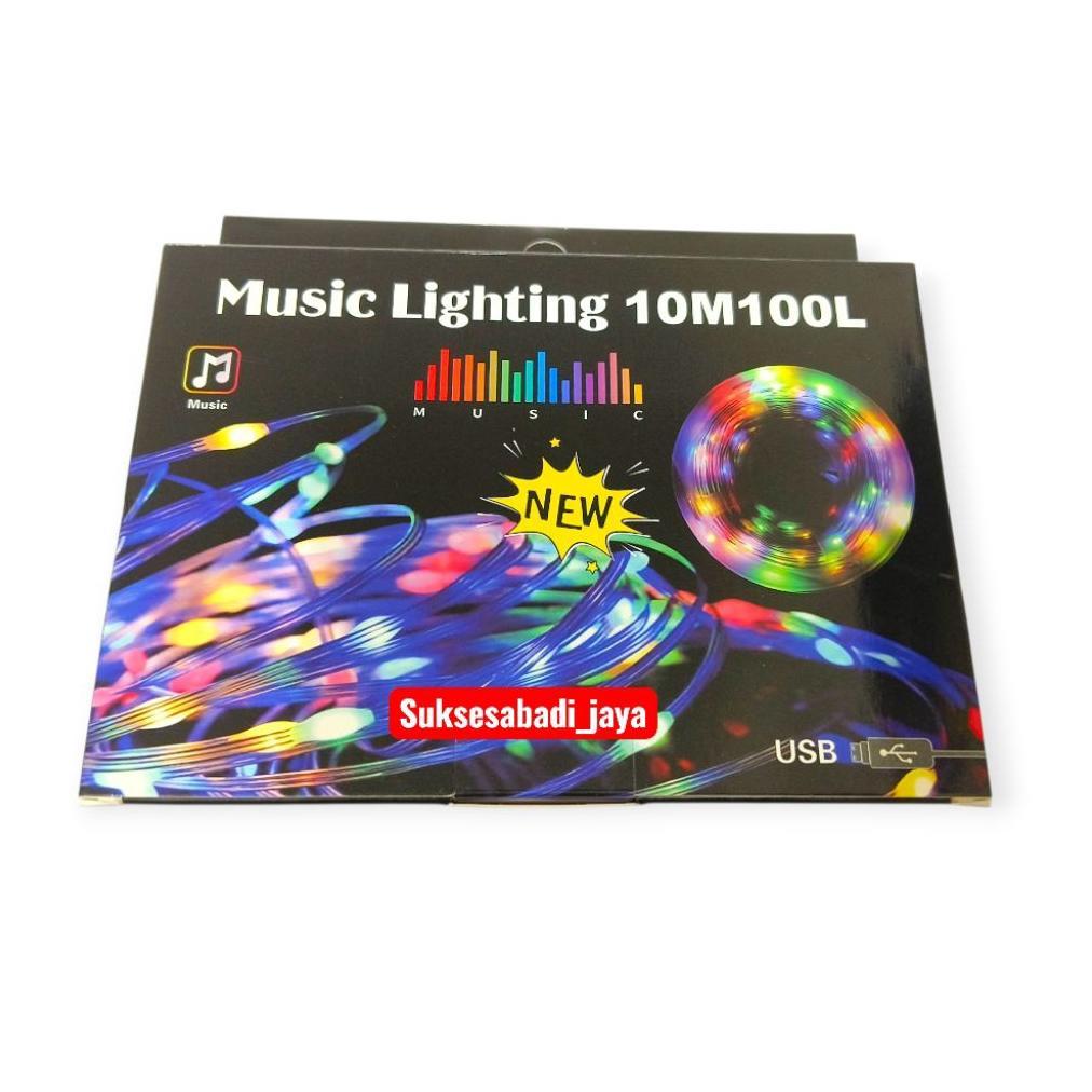 Ijutaku Lampu Pohon Natal Music Lighting 10Meter 100Led/Lampu Musik 10Meter 100Led (Dekorasi Natal H