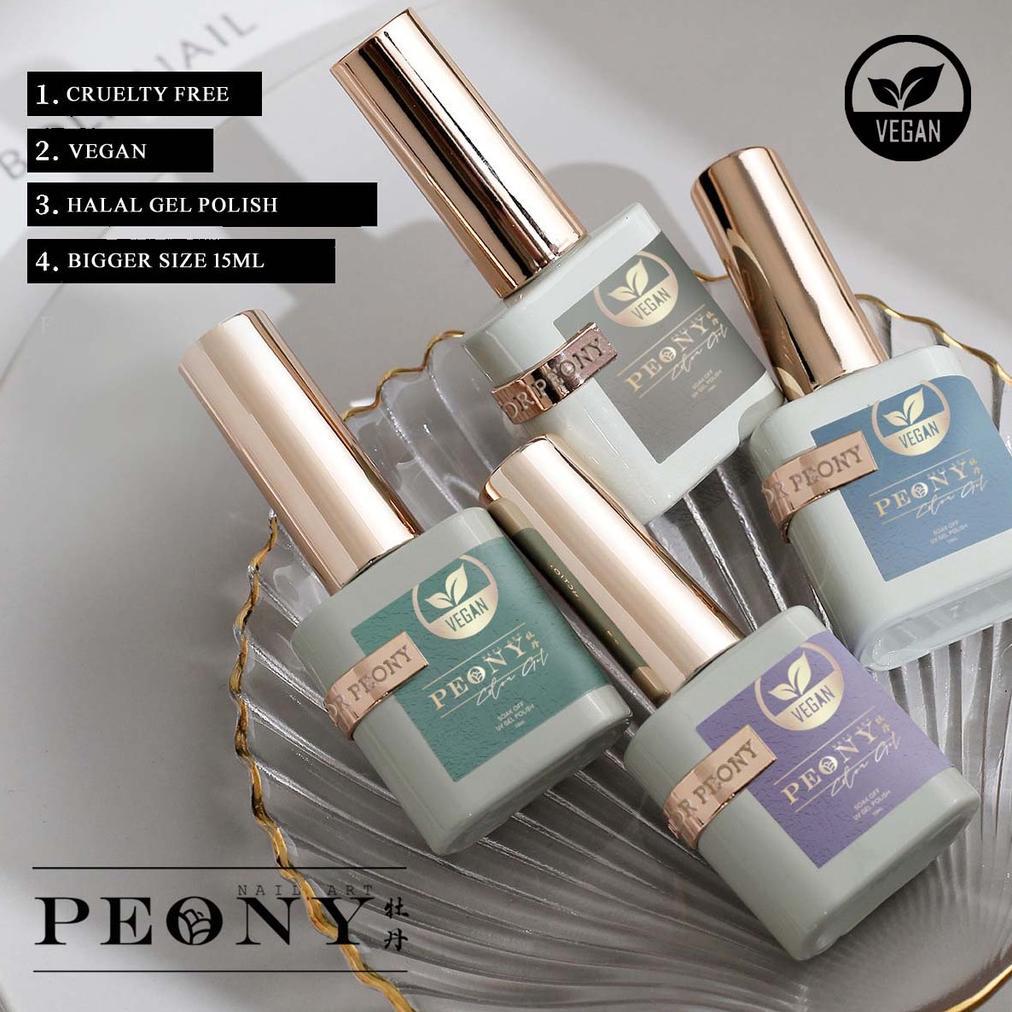PEONY Vegan Nail Gel 15ml / PEONNY Kutek Gel Halal / Peony Vegan Gel Polish /Gel Polish Halal