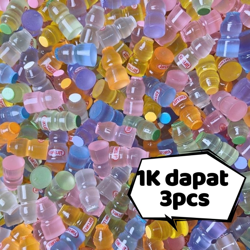 [HARGA GROSIR] Aksesoris DIY Miniatur 3D Stiker Resin Mainan Miniature Toys Mainan Minuman Yakult