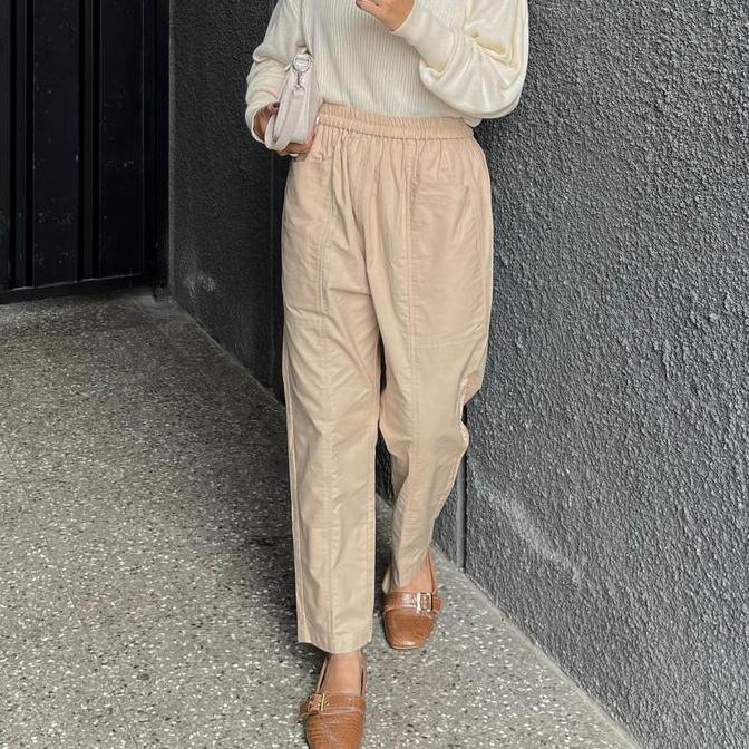 Eclemix Pants Goo | Celana Ankle Wanita Strech Kulot Panjang | Bawahan Casual