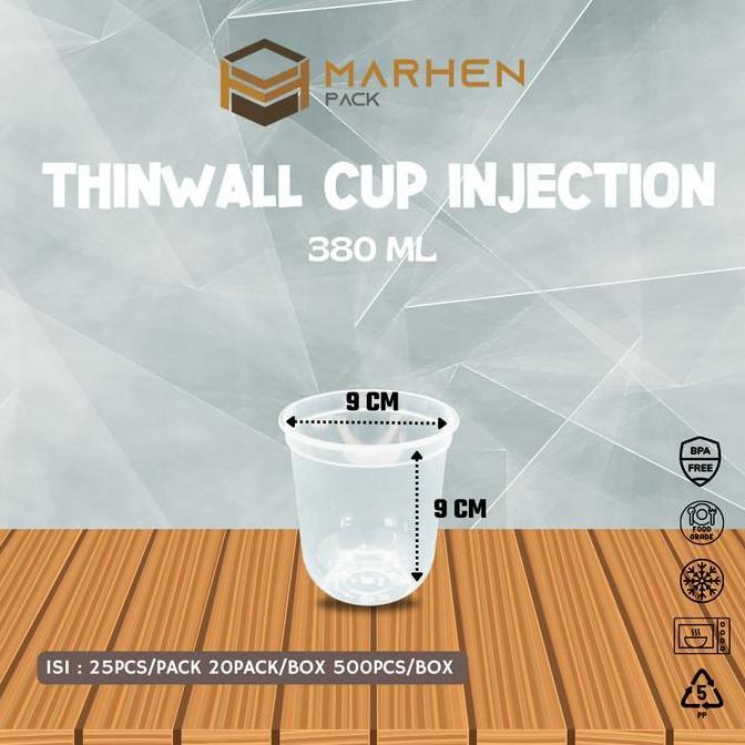 New- Thinwall Cup Injection Oval 380ml 400ml 500ml 700ml / Gelas Plastik Bahan PP Tebal / Cup PP Inj