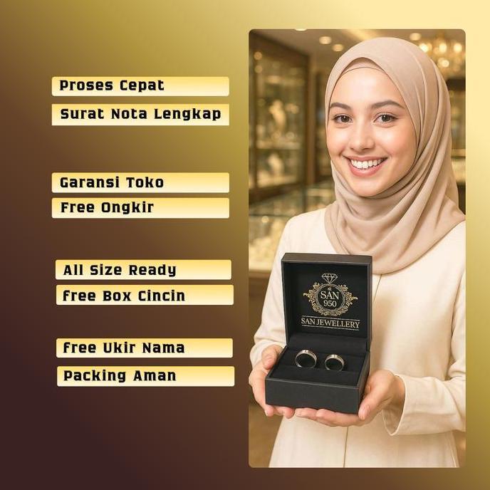 Cincin pria kawin tunangan nikah palladium platina perak 950 S280