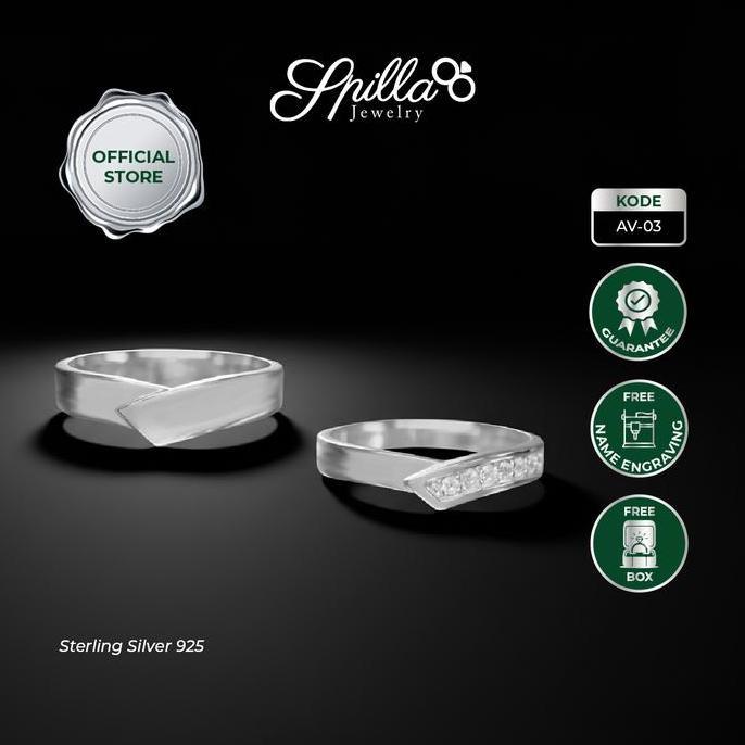 [PO 15 Hari] Spilla Jewelry Cincin Couple Nikah Tunangan Lamaran AV-03 Bahan Perak