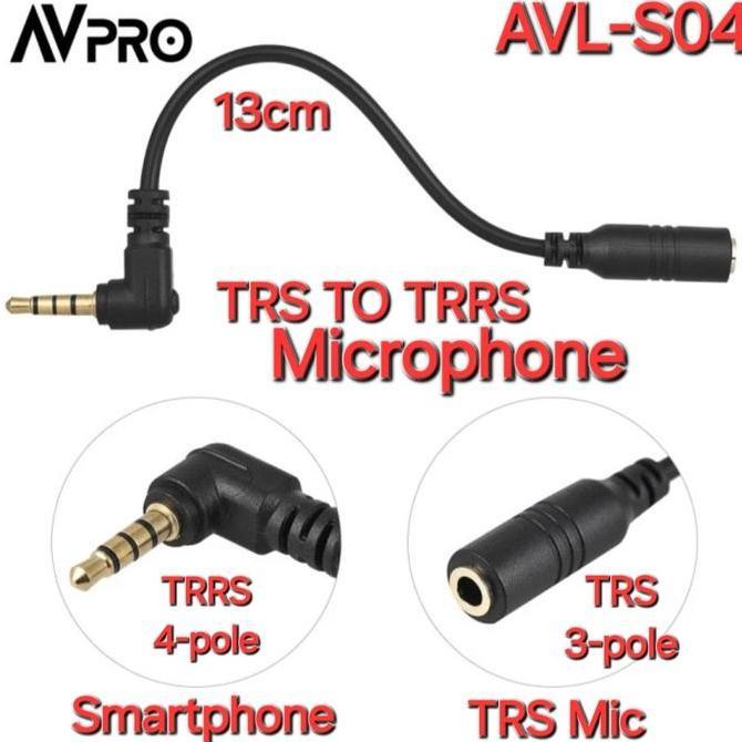 AVPRO Microphone Adapter Cable TRS To TRRS Converter 13cm BLACK