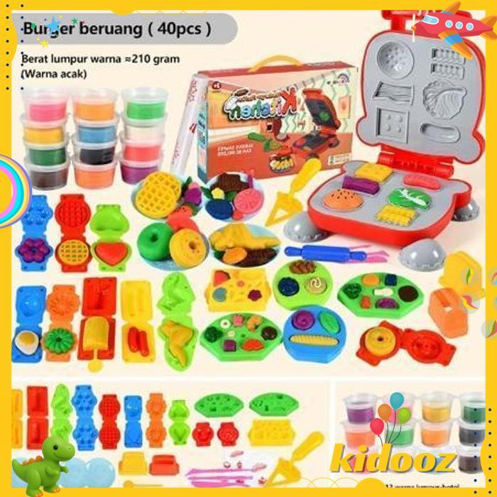 MAINAN CETAKAN TANAH LIAT PLASTIK WARNA-WARNI UNTUK ANAK-ANAK, MESIN MI ES KRIM, MESIN TANAH LIAT BU