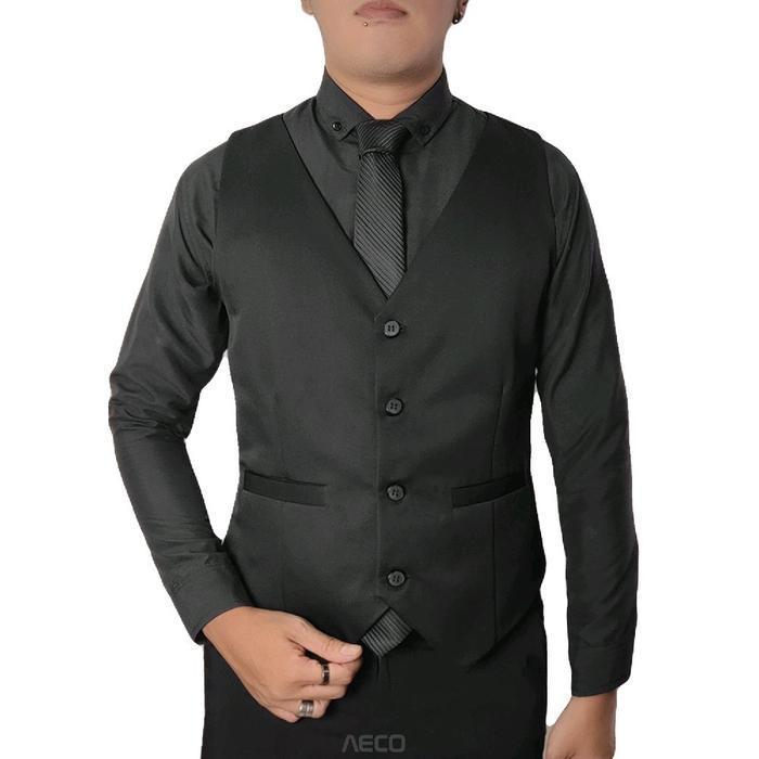 Aeco Vest Executive Pria Rompi Vest Blazer Casual Hitam Termurah Best Quality 100% Original